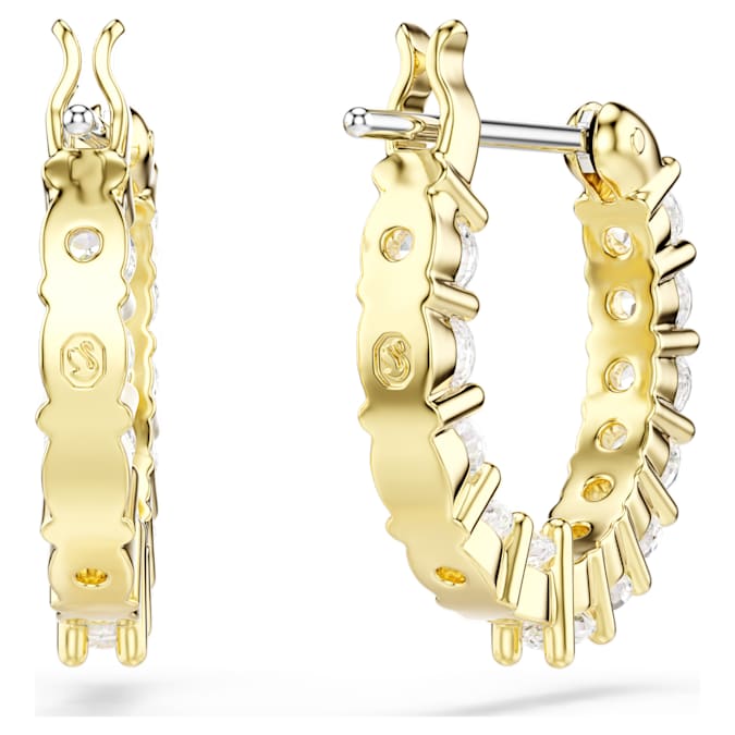 Matrix Vittore hoop earrings Round cut, White, Gold-tone plated