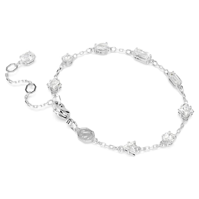 Mesmera bracelet Mixed cuts, Scattered design, White, Rhodium plated