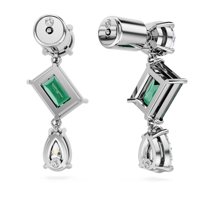 Mesmera drop earrings Mixed cuts, Green, Rhodium plated