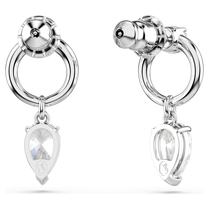 Mesmera drop earrings Mixed cuts, White, Rhodium plated