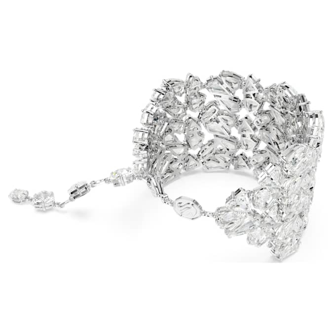 Mesmera wide bracelet Mixed cuts, White, Rhodium plated