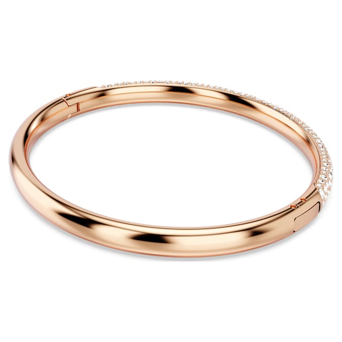 Meteora bangle Snow pavé, White, Rose gold-tone plated