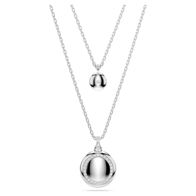 Meteora layered pendant White, Rhodium plated