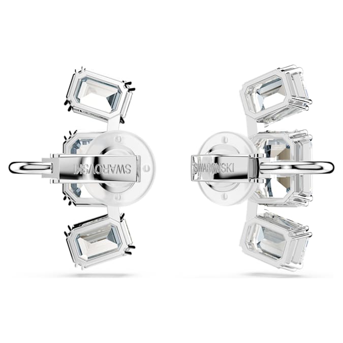 Millenia clip earrings Octagon cut, White, Rhodium plated