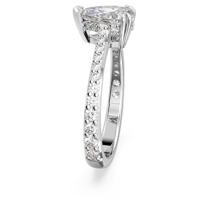 Millenia cocktail ring Pear cut, Pavé, White, Rhodium plated