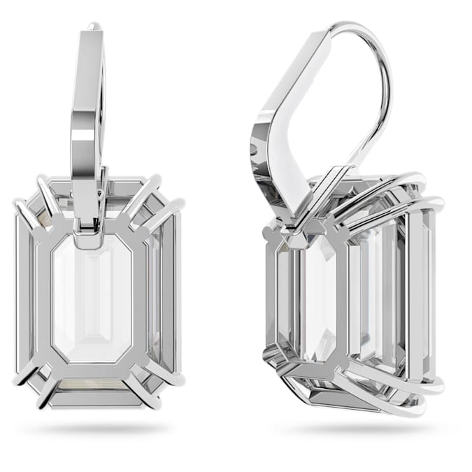 Millenia drop earrings Octagon cut, White, Rhodium plated