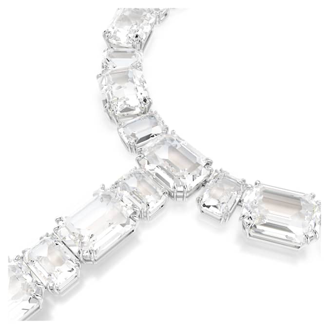 Millenia necklace Mixed cuts, White, Rhodium plated