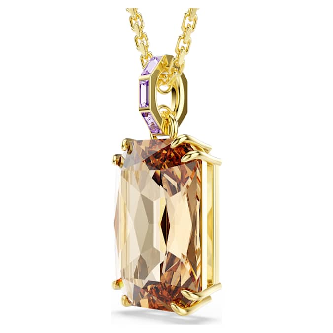 Millenia pendant Octagon cut, Caramel, Gold-tone plated