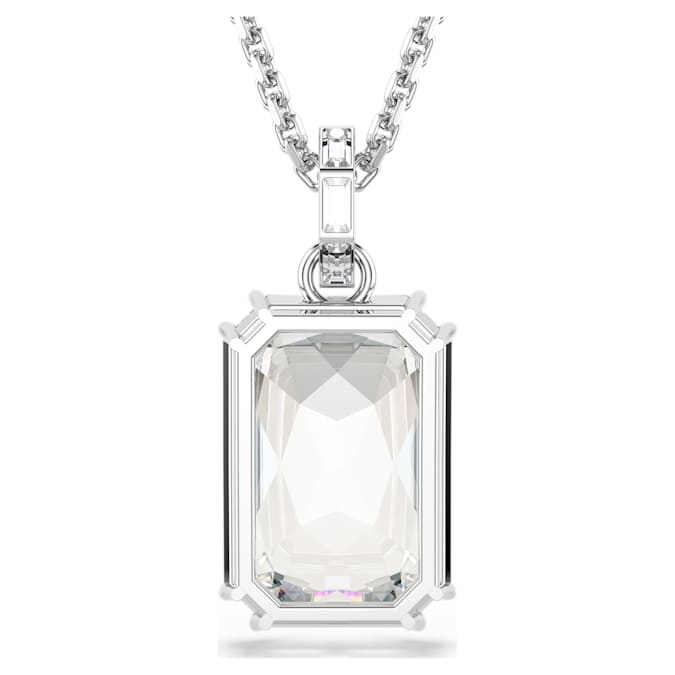 Millenia pendant Octagon cut, White, Rhodium plated