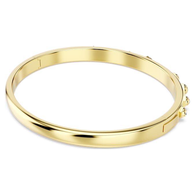 Numina bangle Mixed round cuts, White, Gold-tone plated