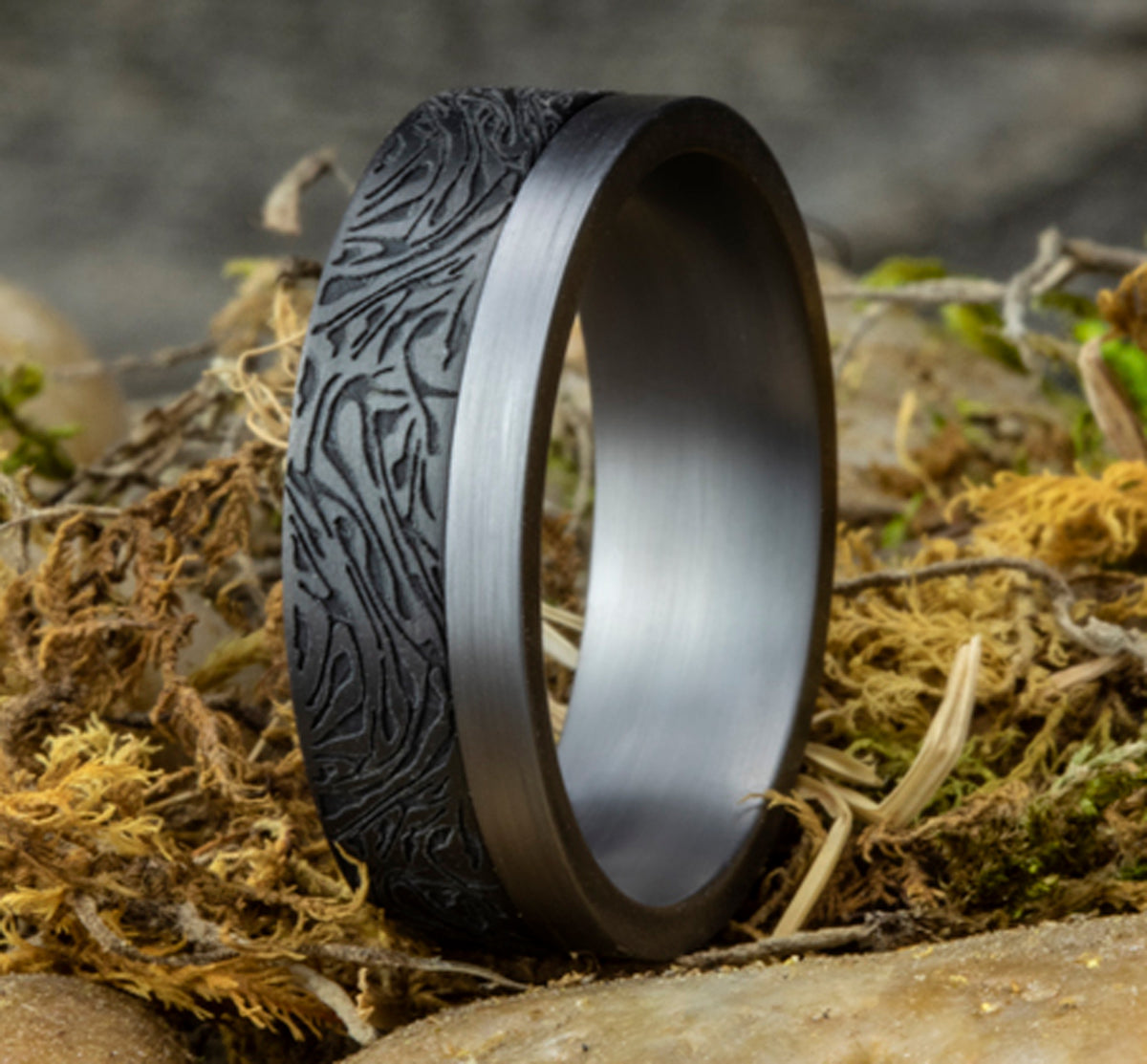 THE WARRIOR 7mm Tantalum Grey/Dark Benchmark men's wedding band