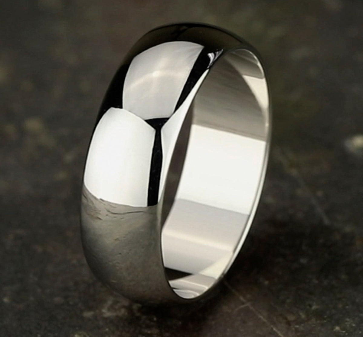 Regular Dome Classic Fit 7mm 14K White Benchmark men's wedding band