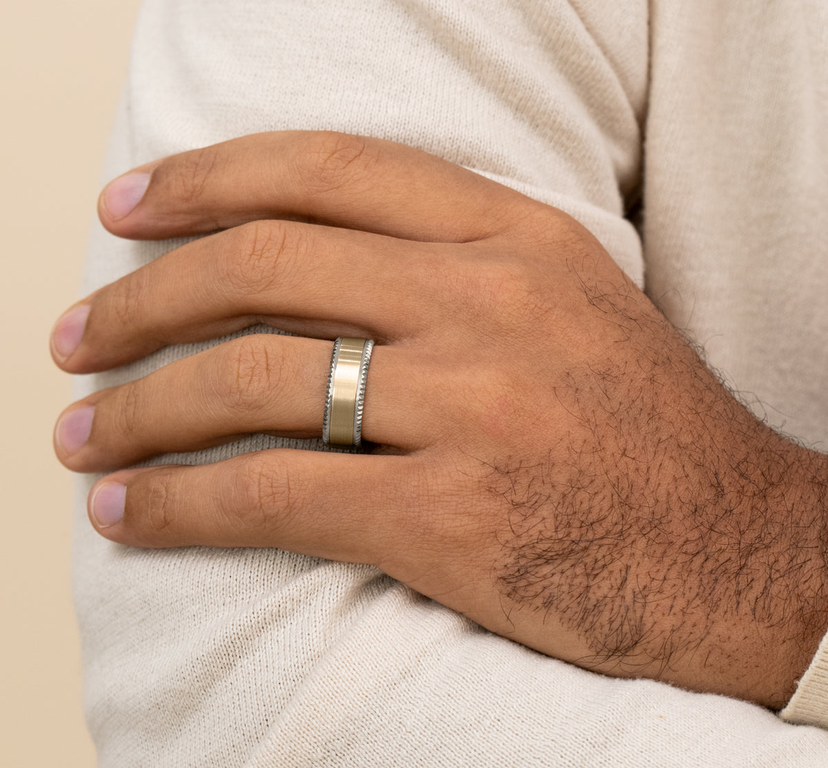 THE GENERAL 8mm 14K White/Yellow Benchmark men's wedding band