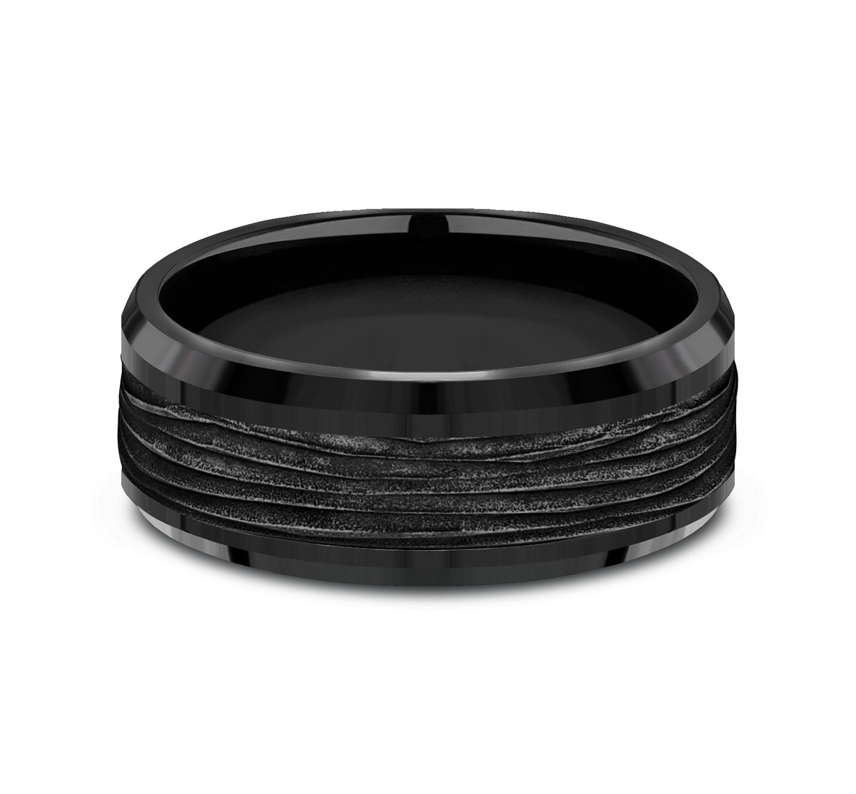 THE TEAK 8mm Black Titanium Benchmark men's wedding band
