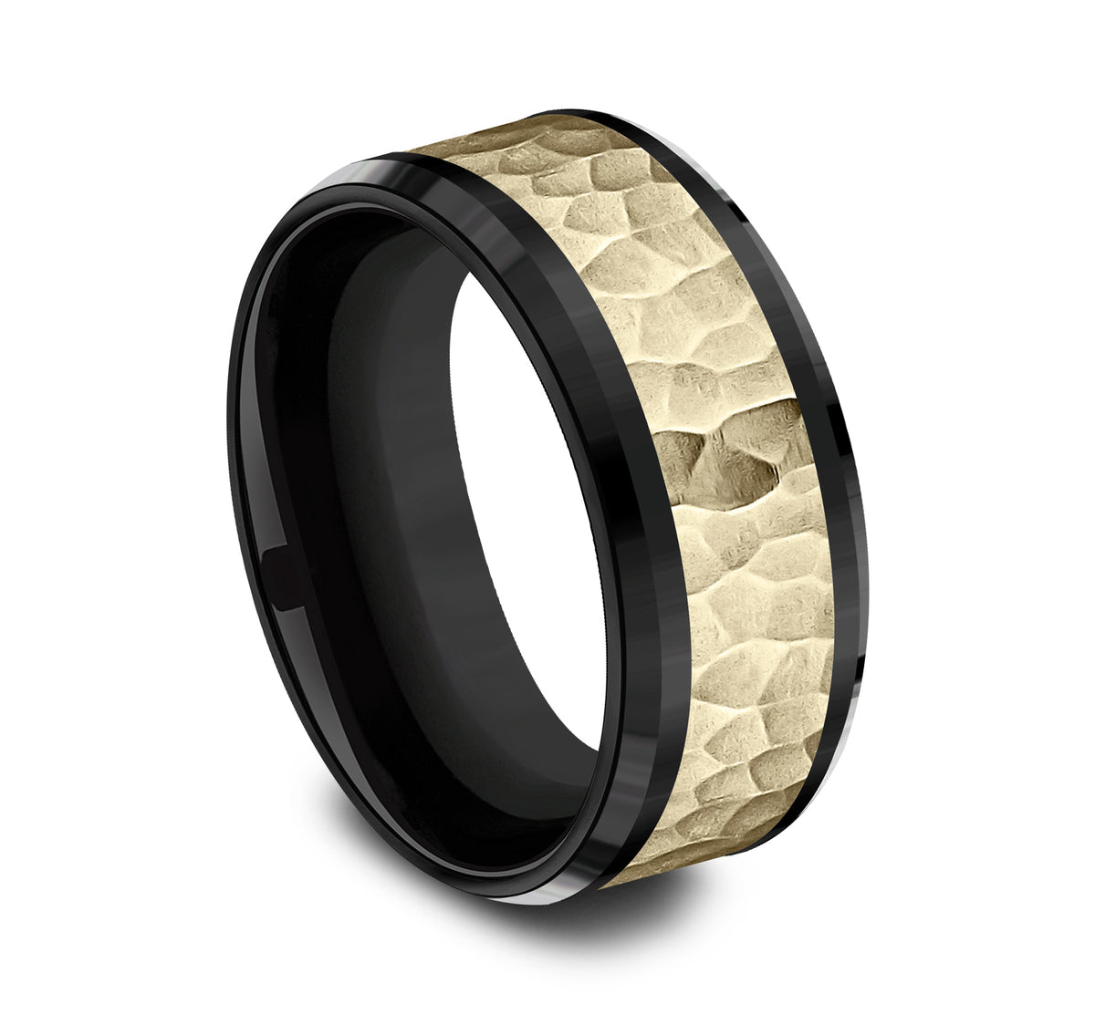THE TURNER 7mm Black Titanium/14K Yellow Benchmark men's wedding band