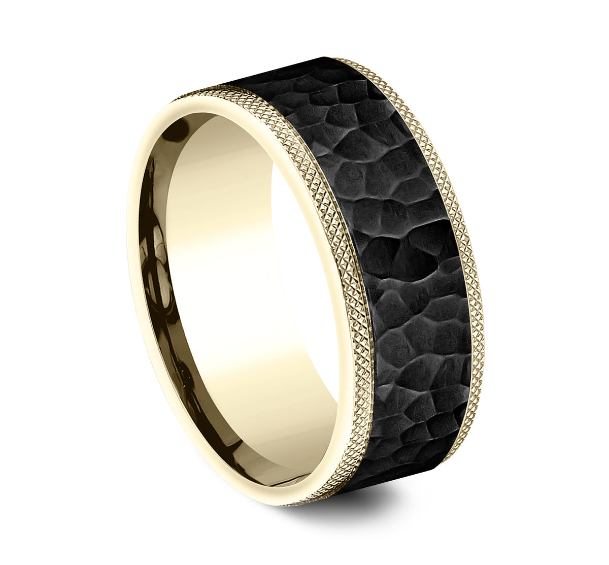 THE GRIFFIN 7mm 14K Yellow/Black Titanium Benchmark men's wedding band