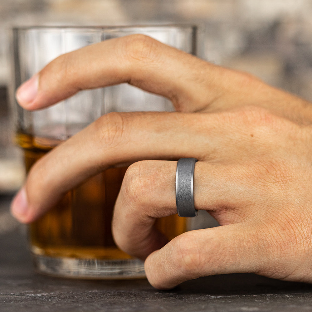 THE ALPHA 7mm Tantalum Grey Benchmark men's wedding band