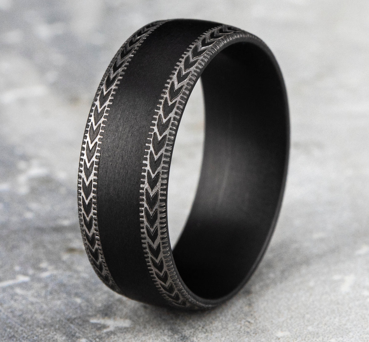 THE ARCHER 8mm Tantalum Dark Benchmark men's wedding band