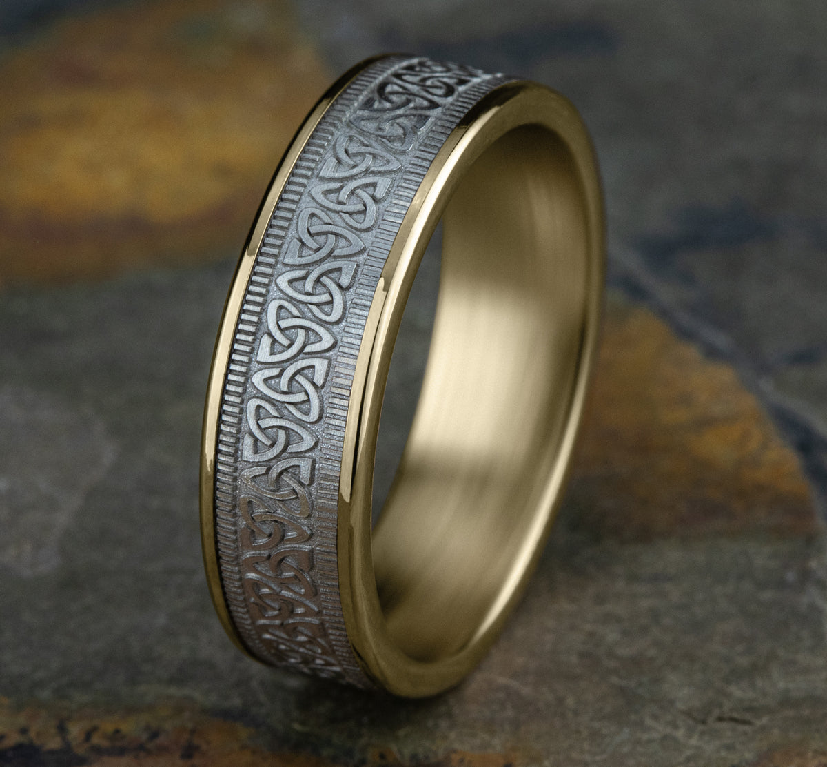THE KILLARNEY 6.5mm 14K Yellow/White Benchmark men's wedding band