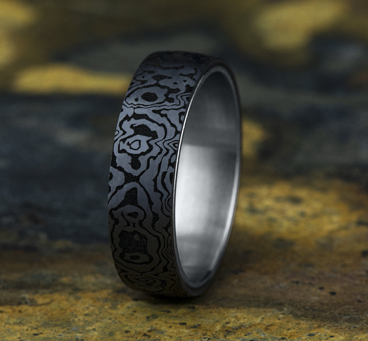 THE SWORD 6.5mm 14K White/Tantalum Grey Benchmark men's wedding band