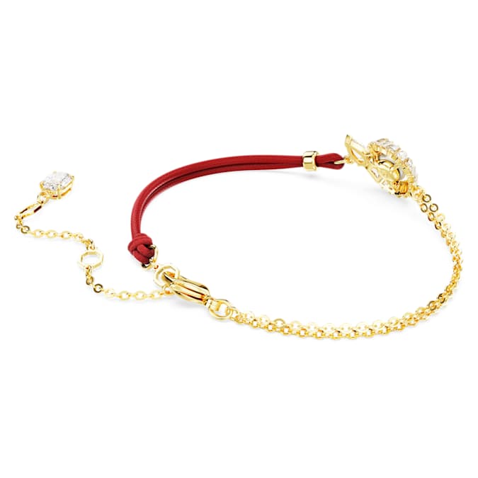 Snake bracelet Crystal pearl, Mixed cuts, Year of the Snake, Red, Gold-tone plated