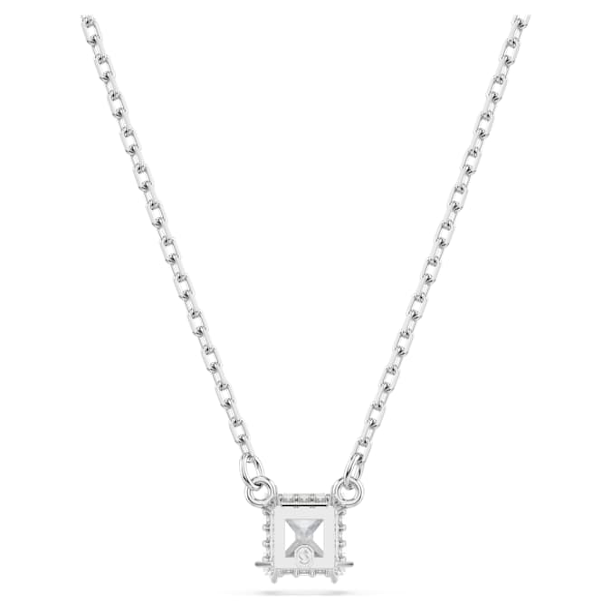 Stilla Attract pendant Square cut, White, Rhodium plated