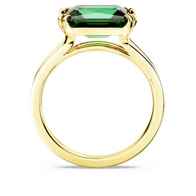 Stilla cocktail ring Rectangular cut, Green, Gold-tone plated