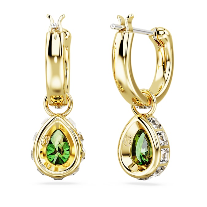 Stilla drop earrings Pear cut, Green, Gold-tone plated