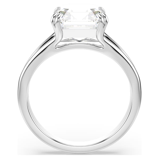 Stilla ring Octagon cut, White, Silver-tone finish
