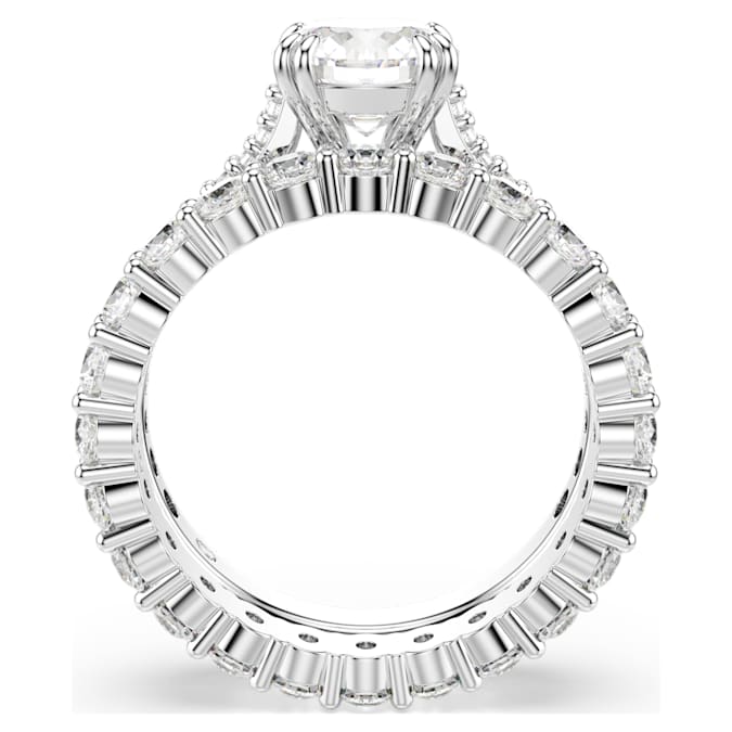 Stilla ring Set (2), Round cut, White, Rhodium plated