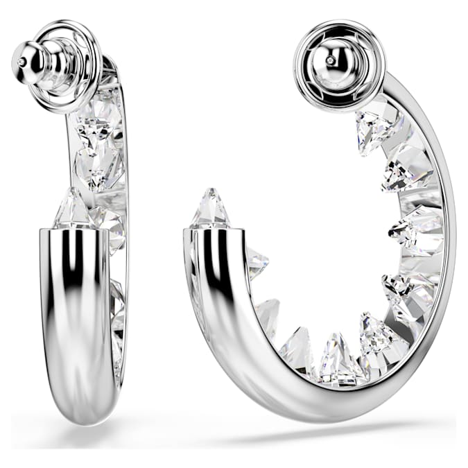 Sublima hoop earrings White, Rhodium plated