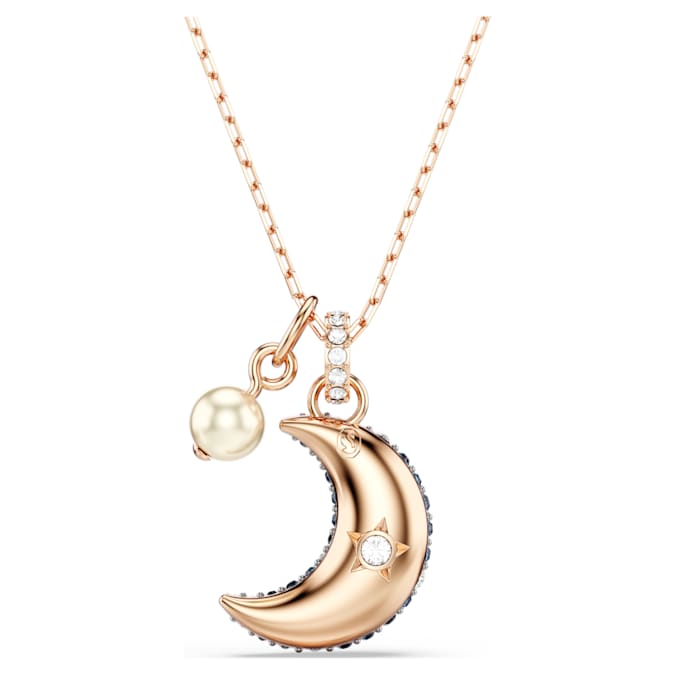 Sublima pendant Crystal pearl, Moon, Multicolored, Rose gold-tone plated