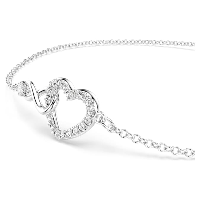 Swarovski Infinity bracelet Infinity and heart, White, Rhodium plated