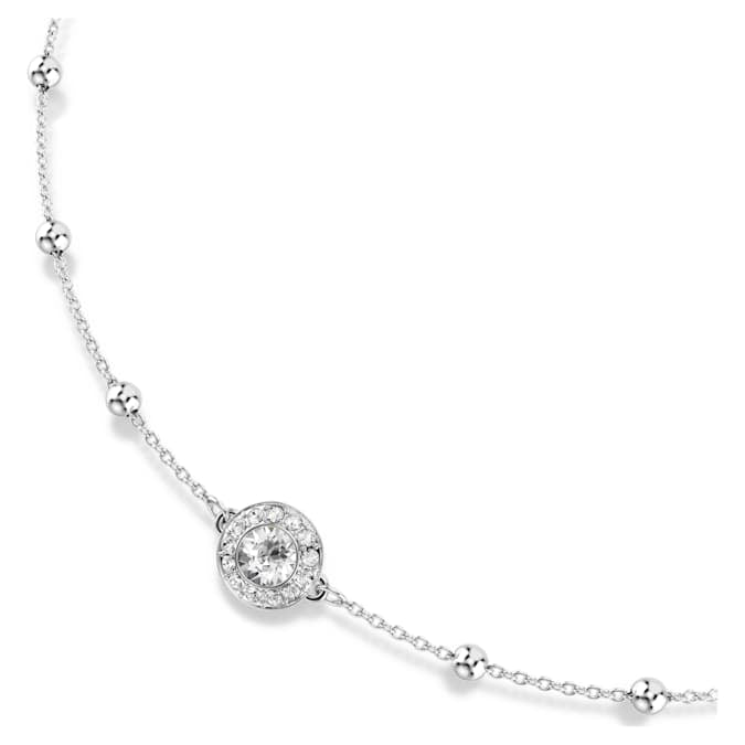 Una Angelic pendant Round cut, Double sided motifs, White, Rhodium plated