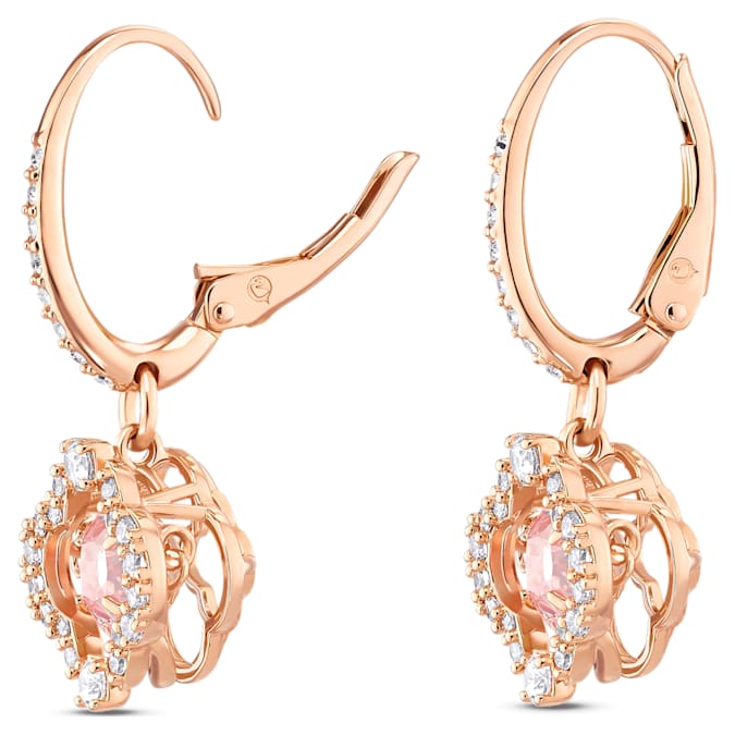 Una drop earrings Clover, Pink, Rose gold-tone plated