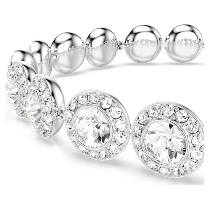 Una Tennis bracelet Round cut, White, Rhodium plated