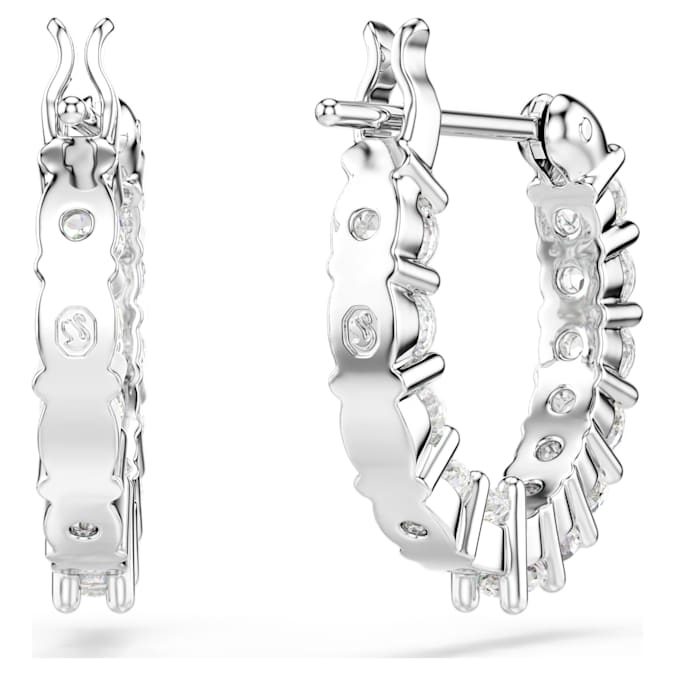 Vittore hoop earrings Round cut, White, Rhodium plated