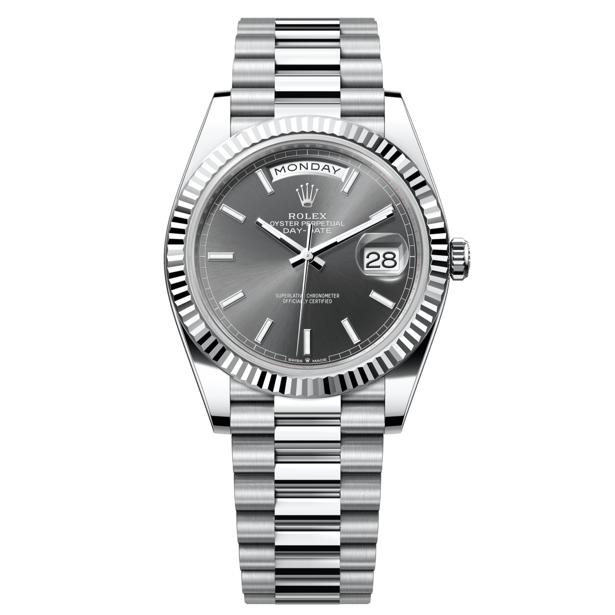 Rolex Day-Date 40mm Slate Dial Platinum President Bracelet 228236