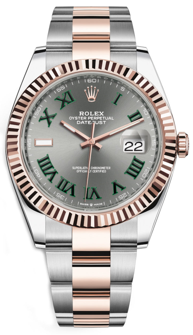 Rolex Datejust 41mm Everose Gold and Steel 126331 GRO Wimbledon