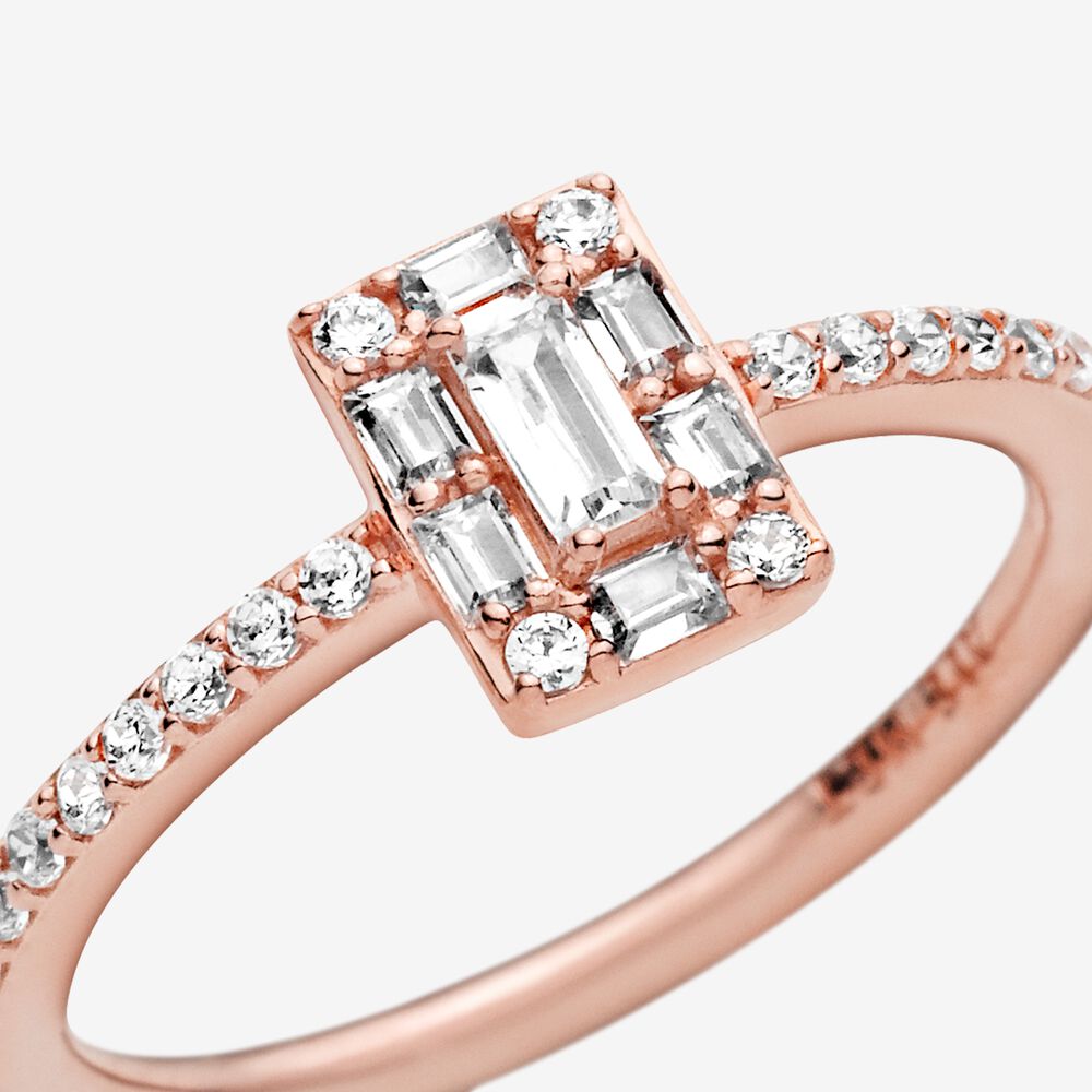 Sparkling Square Halo Ring