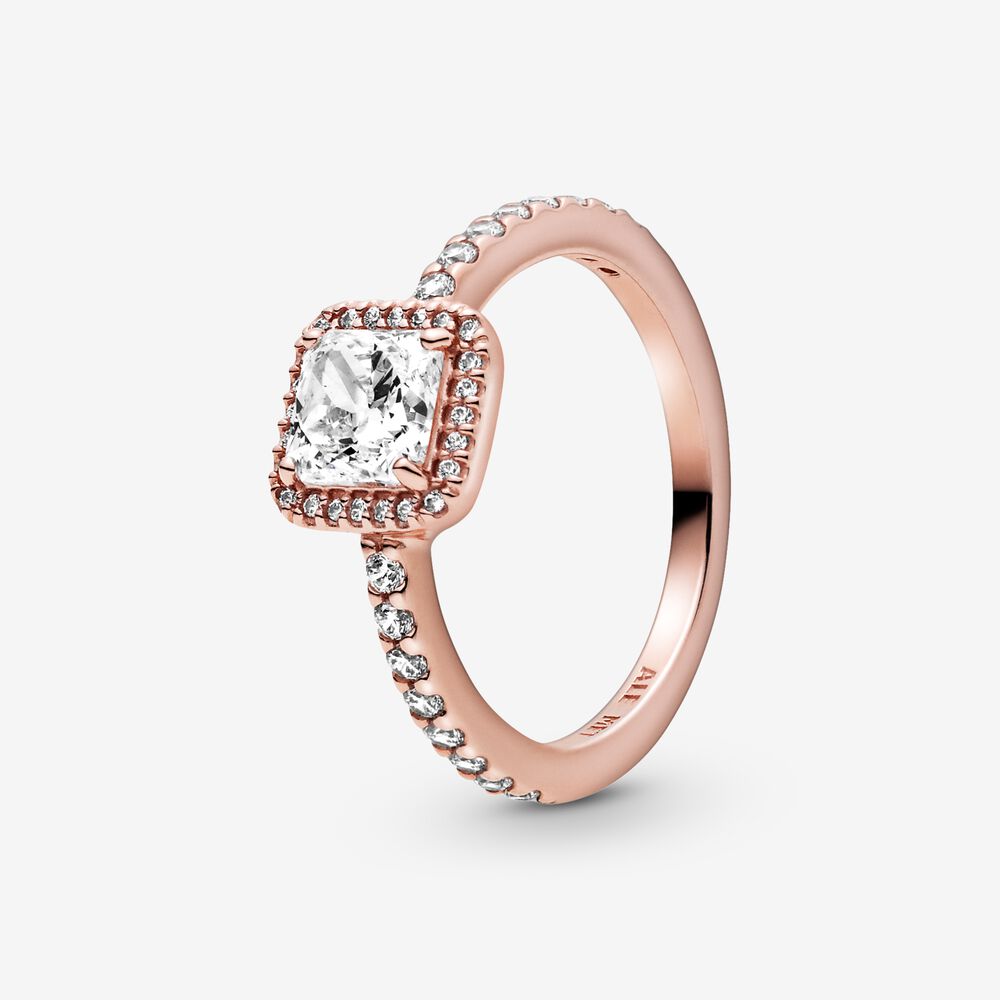 Sparkling Teardrop Halo Ring, Rose gold plated