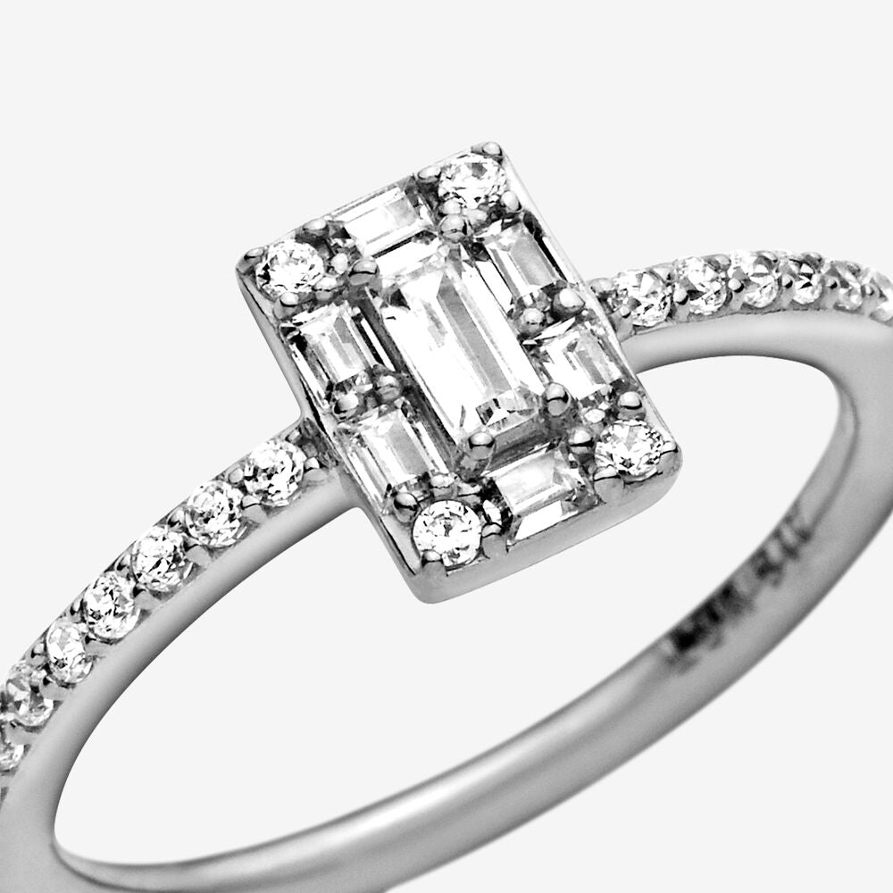 Sparkling Square Halo Ring