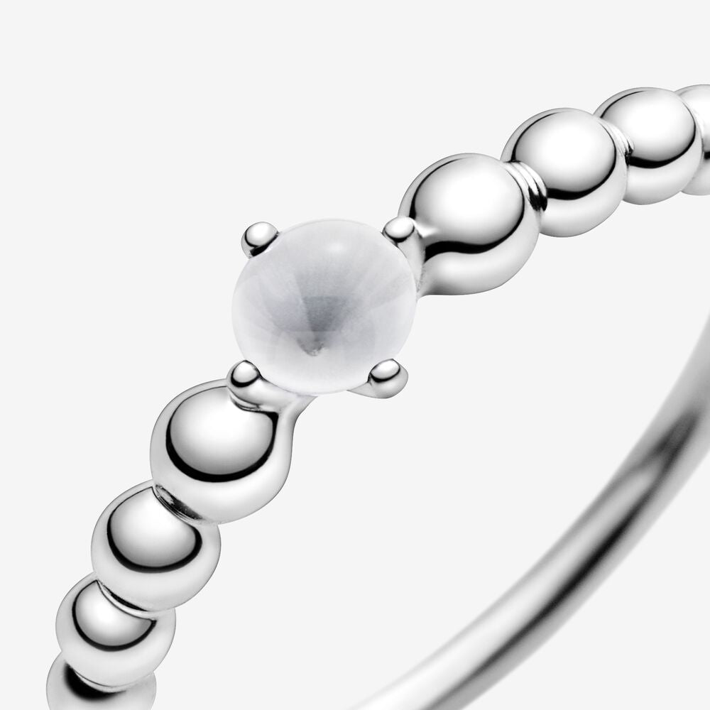 Milky White Beaded Ring