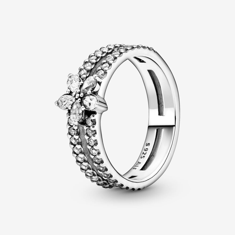 Sparkling Snowflake Double Ring
