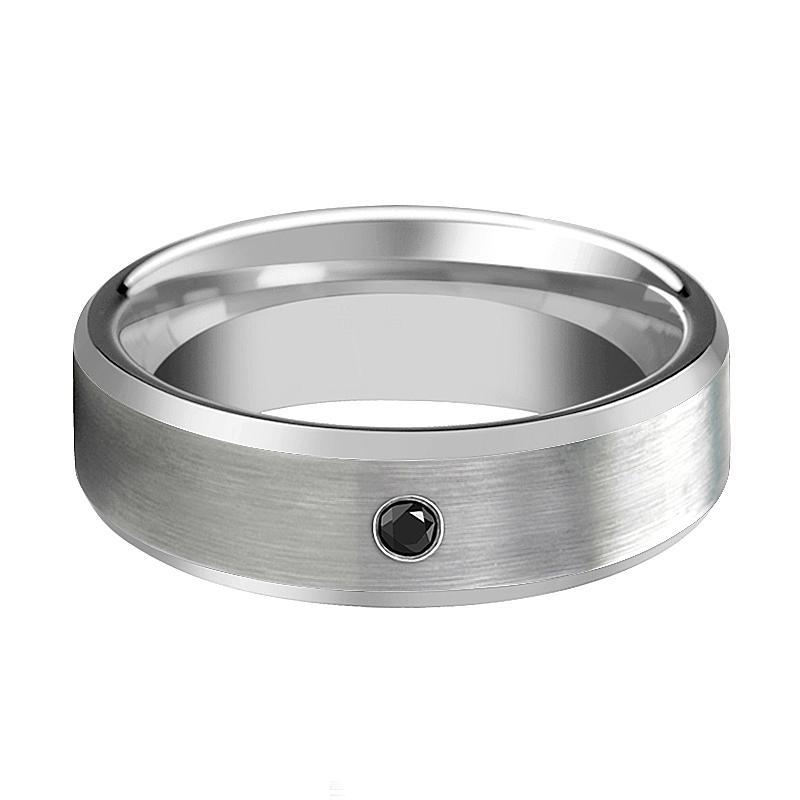 RUDRA Brushed Tungsten Ring Diamond Wedding Band
