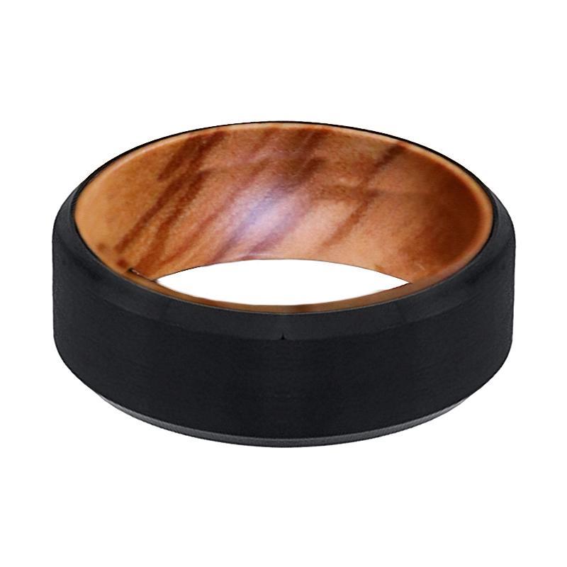 LOTEC Tungsten Olive Wood Ring--Men's Wedding Band