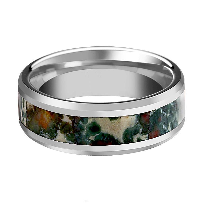 RAZZAK Coprolite Fossil Inlay inside Tungsten Wedding Band