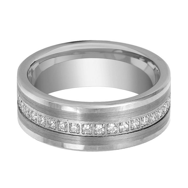 Tungsten Carbide CZ Eternity Wedding Band