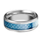 Tungsten Blue Carbon Fiber Inlay Beveled Edges 4mm, 6mm, 8mm, 10mm Tungsten Carbide Wedding Ring