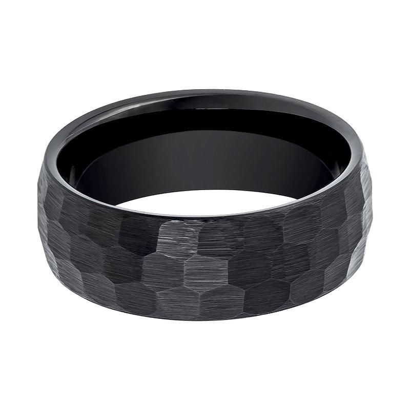 Hammered Tungsten Wedding Band Black